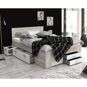 KEANU postel 140x200 cm, dub pískový/bílá