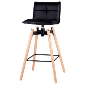 Černá otočná barová židle s nohama z bukového dřeva sømcasa Janie