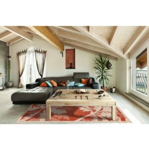 Oranžový vysoce odolný koberec vhodný do exteriéru Floorita Palms, 160 x 230 cm