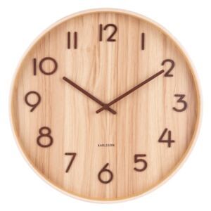 Světle hnědé nástěnné hodiny z lipového dřeva Karlsson Pure Large, ø 60 cm