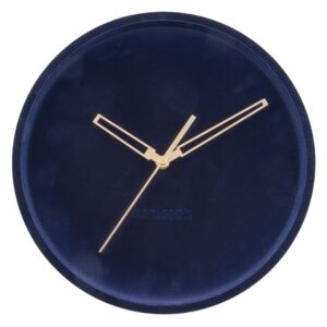 Tmavě modré sametové nástěnné hodiny Karlsson Lush, ø 30 cm