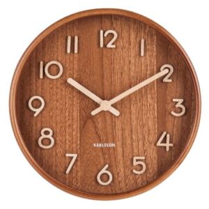 Hnědé nástěnné hodiny z lipového dřeva Karlsson Pure Small, ø 22 cm