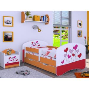 Dětská postel se šuplíkem 180x90cm LOVE - oranžová
