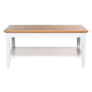 Bílý konferenční stolek s detaily z dubové dýhy We47 Family, 100 x 65 cm