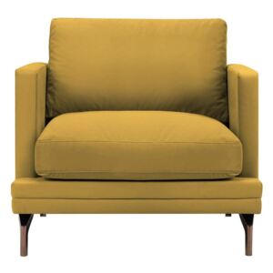 Žluté křeslo s podnožím ve zlaté barvě Windsor & Co Sofas Jupiter