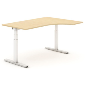 Výškově nastavitelný stůl ergonomický, pravý 1600 x 800 x 1200 mm, elektrický, bříza
