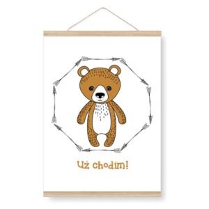 Plakát do dětského pokoje - medvídek Lumpíček chodí A4