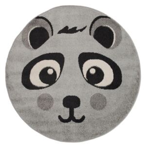 Dětský kulatý koberec Happy M PANDA - šedý