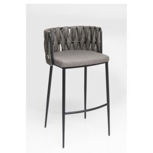 Sada 2 barových židlí s šedým potahem a nohami z bukového dřeva Kare Design