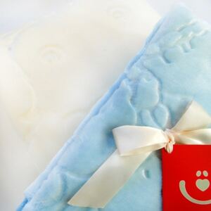 Dětská plyšová deka méďa - modrá