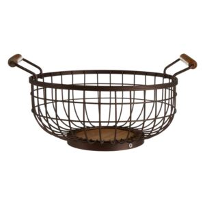 Železný košík na ovoce bronzové barvy se dřevěnými úchyty Premier Housewares