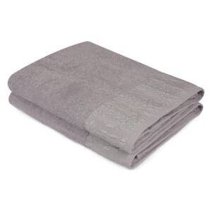 Sada 2 šedých ručníků z čisté bavlny, 90 x 150 cm