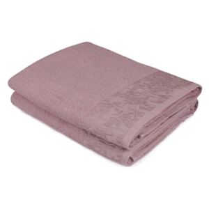 Sada 2 fialových ručníků z čisté bavlny, 90 x 150 cm