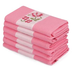 Sada 6 růžových ručníků z čisté bavlny Simplicity, 45 x 70 cm