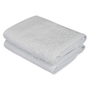 Sada 2 zelenošedých ručníků z čisté bavlny Simple, 50 x 90 cm