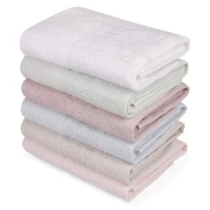 Sada šesti ručníků v pastelových barvách Pastela, 90 x 50 cm