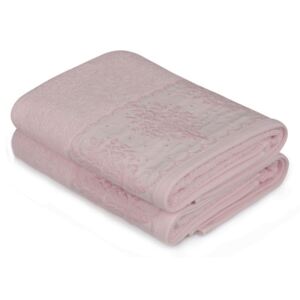 Sada dvou ručníků v pudrově růžové barvě Victorian, 90 x 50 cm