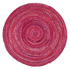 Růžový bavlněný kruhový koberec Garida, ⌀ 120 cm