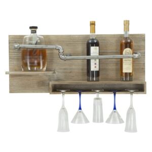 Nástěnný držák na lahve a sklenice Mauro Ferretti Pipe Bar, 30 x 70 cm
