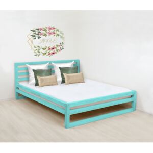 Tyrkysově modrá dřevěná dvoulůžková postel Benlemi DeLuxe, 200 x 160 cm