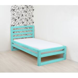 Tyrkysově modrá dřevěná jednolůžková postel Benlemi DeLuxe, 190 x 80 cm