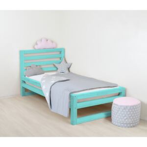 Dětská tyrkysově modrá dřevěná jednolůžková postel Benlemi DeLuxe, 160 x 80 cm