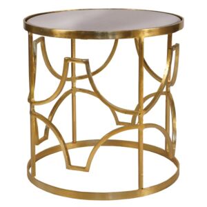 Odkládací stolek ve zlaté barvě s deskou z mangového dřeva Miloo Home Savoy, ⌀ 51 cm