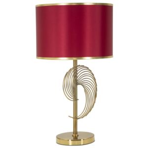 Vínově červená stolní lampa s konstrukcí ve zlaté barvě Mauro Ferretti Spiral