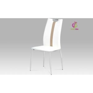 Autronic Jídelní židle koženková 44x42x97x45cm Barva: bílá AUAC-1296 WT