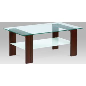 Autronic Konferenční stolek skleněný | 110x65x45cm Barva: ořech AUAF-2037 WAL