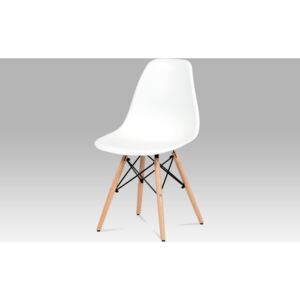 Autronic Jídelní židle | plast | masiv buk | kov černý Barva: bílá AUCT-758 WT