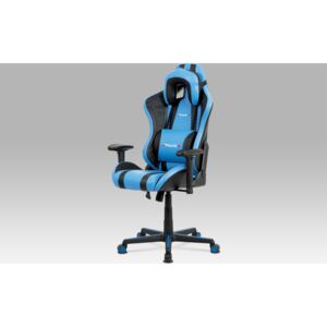 Autronic Kancelářská židle, modrá+černá ekokůže, houpací mech., plastový kříž AUKA-V609 BLUE