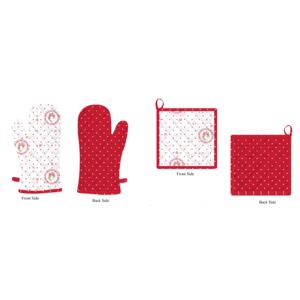 Home Elements Kuchyňská sada - chňapka a podložka, Elegant puntíky červené