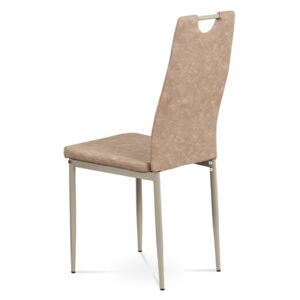 Jídelní židle, lanýžová ekokůže, kov cappuccino lesk
