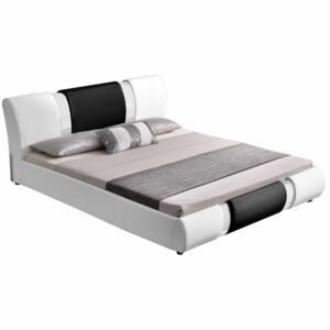 Moderní čalouněná postel s roštem 180x200 ekokůže bílá černá TK3128