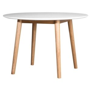 Bílý jídelní stůl s konstrukcí z dubového dřeva We47 Eelis, ⌀ 110 cm