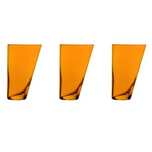 Sada 3 oranžových ručně vyrobených sklenic Surdic Ponza, 300 ml