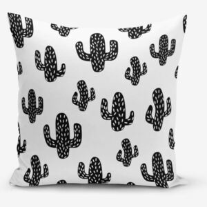 Černo-bílý povlak na polštář s příměsí bavlny Minimalist Cushion Covers Black White Cactus, 45 x 45 cm