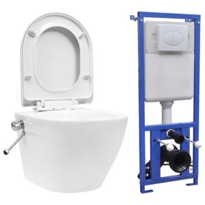 Závěsné WC bezobrubové s podomítkovou nádržkou - keramika | bílé