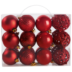 MELINERA® Vánoční koule, 24 kusů (červená)