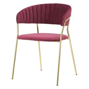 Vínově červená židle s konstrukcí ve zlaté barvě Mauro Ferretti Poltrona