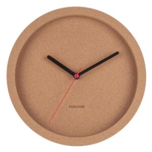Hnědé nástěnné korkové hodiny Karlsson Tom, ⌀ 26 cm