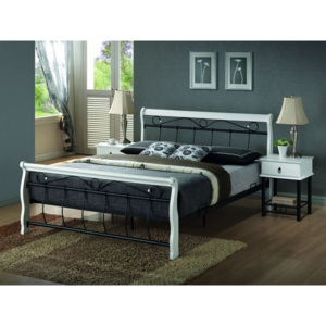 Manželská postel s roštem VENECIA bílá/černá 160x200 cm