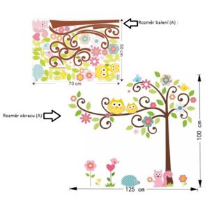 Živá Zeď Samolepka Sovy na stromě Velikost: 100 X 125 cm