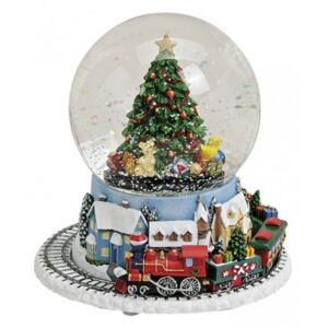 Sněžítko vánoční vlak s hudbou 18x14 cm