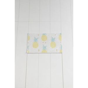 Bílo-žlutá koupelnová předložka Tropica Ananas, 60 x 40 cm