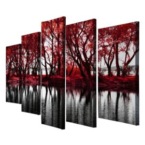 5dílný obraz na plátně Red Leaves