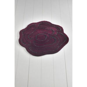 Tmavě fialová koupelnová předložka Big Rose Maroon, ⌀ 90 cm