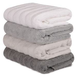 Sada 4 hnědo-bílých bavlněných ručníků Sofia, 50 x 90 cm