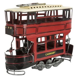Dekorativní červená kovová tramvaj Mauro Ferretti